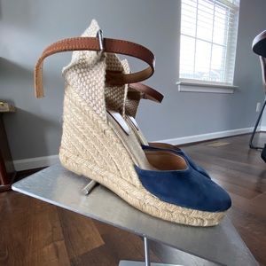 Pimaz Navy Suede Espadrille Wedge